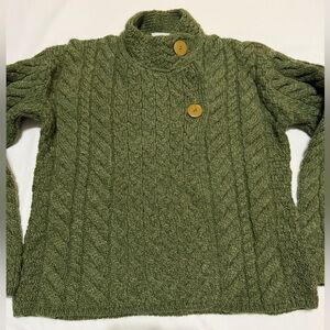 Shannon Woolen Mills Ireland Cable Knit Cardigan Super Soft Merino Wool M/L